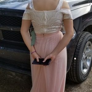 Two piece long prom dress